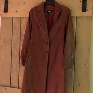 Express Vintage leather coat with lining.  Chocolate Brown leather